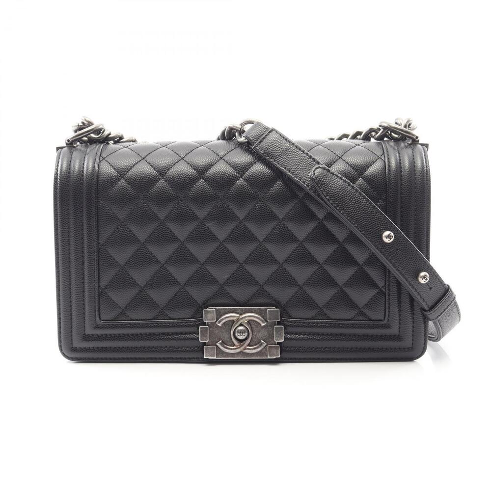 Chanel Boy Shoulder Bag Caviar Leather Grained Calfskin Black